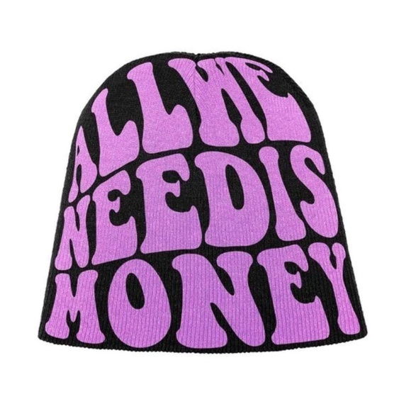 ALL WE NEED IS MONEY PINK BEANIE CAP - Picture 1 of 1